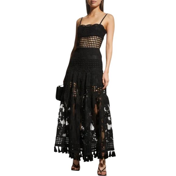 Alexis Legends Macramé Lace Pom-Pom Trim Maxi Dress Size M/L NEW - Picture 1 of 8